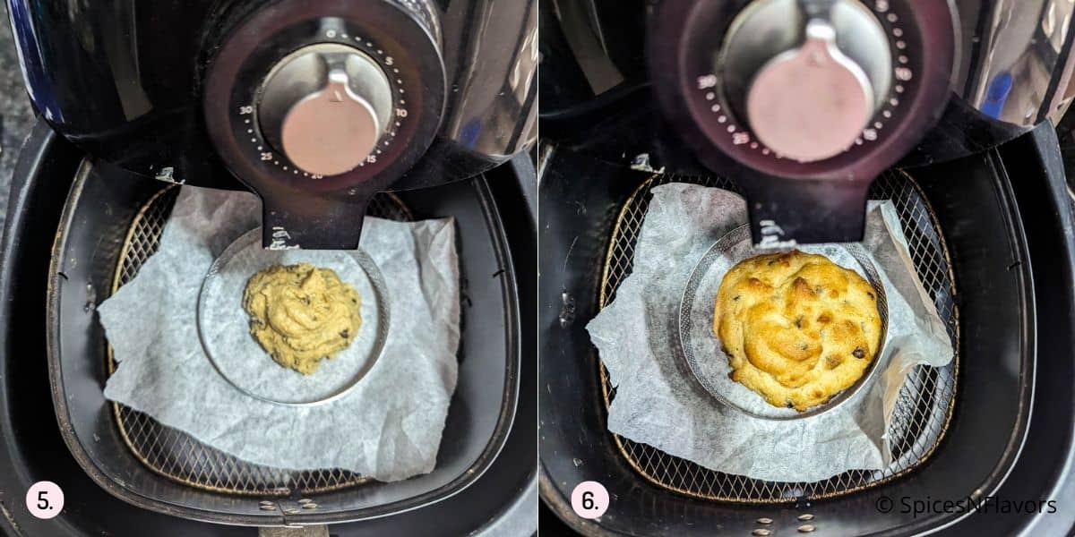 baking single serve chocolate chip cookie in the air fryer