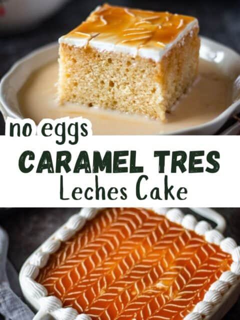 collage of two cake images with text in the centre