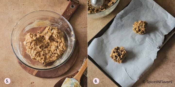 scoop dough into baking tray