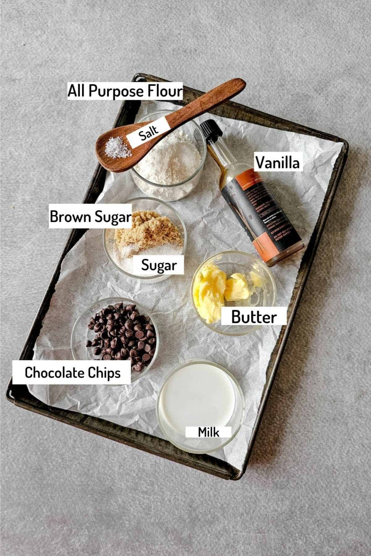 ingredients needed to make single serve chocolate chip cookie