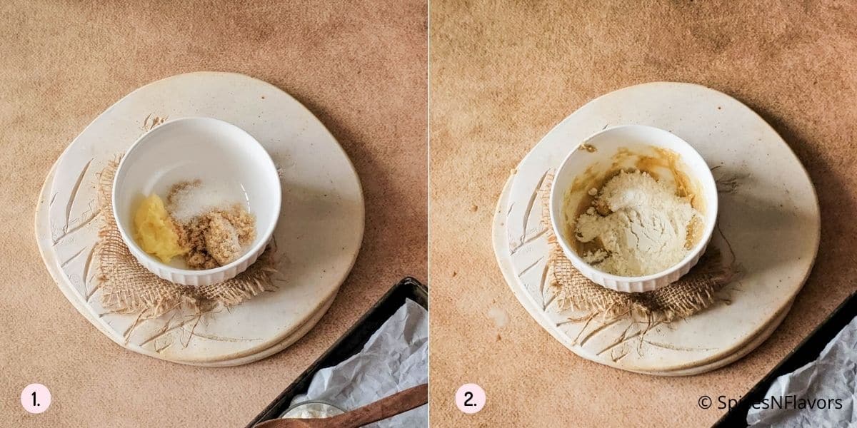 mix butter and sugar and then add flour