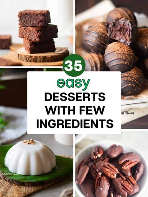 collage of 4 desserts with text in the centre