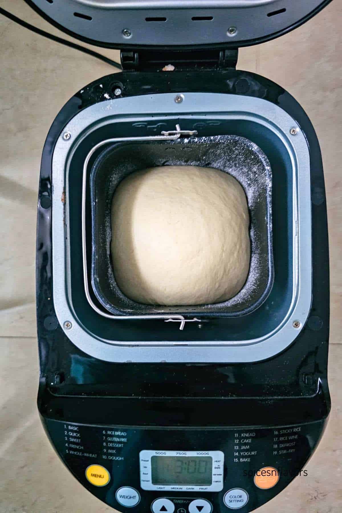 bread dough in the bread machine