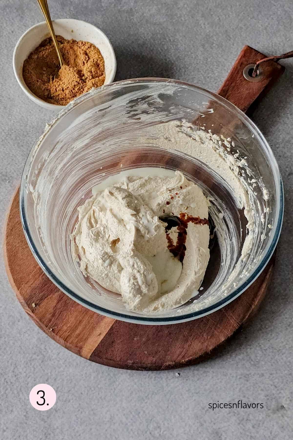 adding vanilla and milk