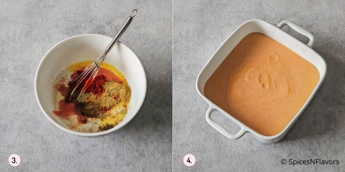 mixing curd, tomato paste, cashew paste and spices and added to the casserole