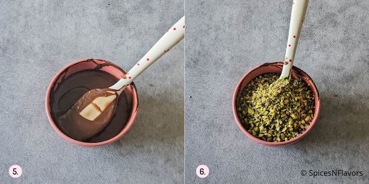 combine chocolate and pistachio