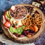 close up image of brownie batter dip in bowl to fit the recipe card