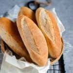 close up image of mini baguette for recipe card