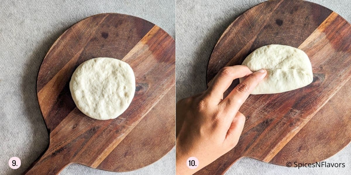 flatten the dough and start rolling