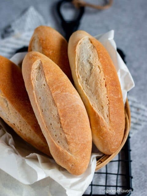 baked image of 4 mini baguettes