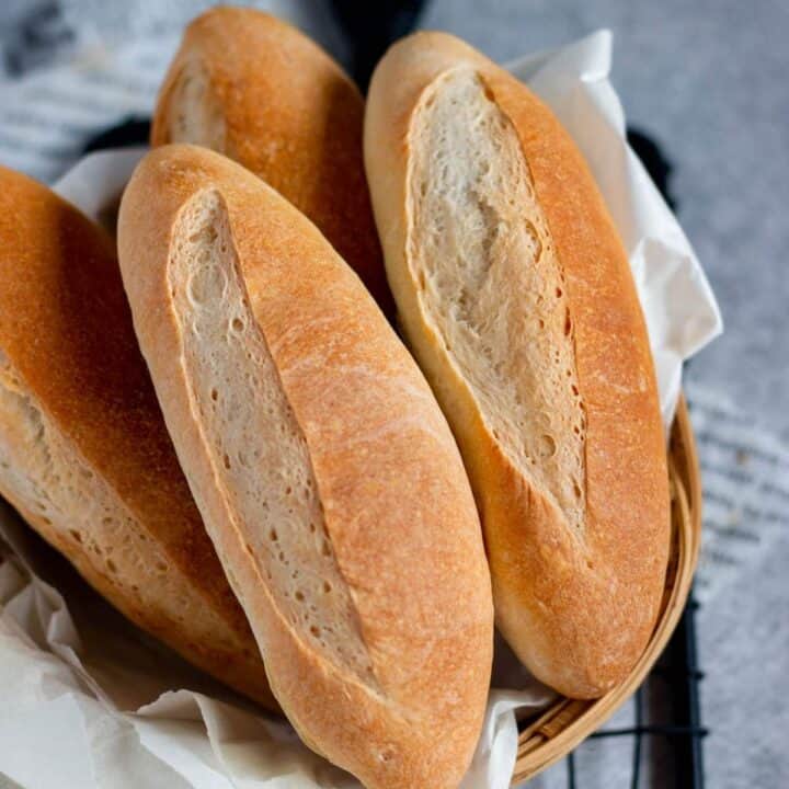 baked image of 4 mini baguettes