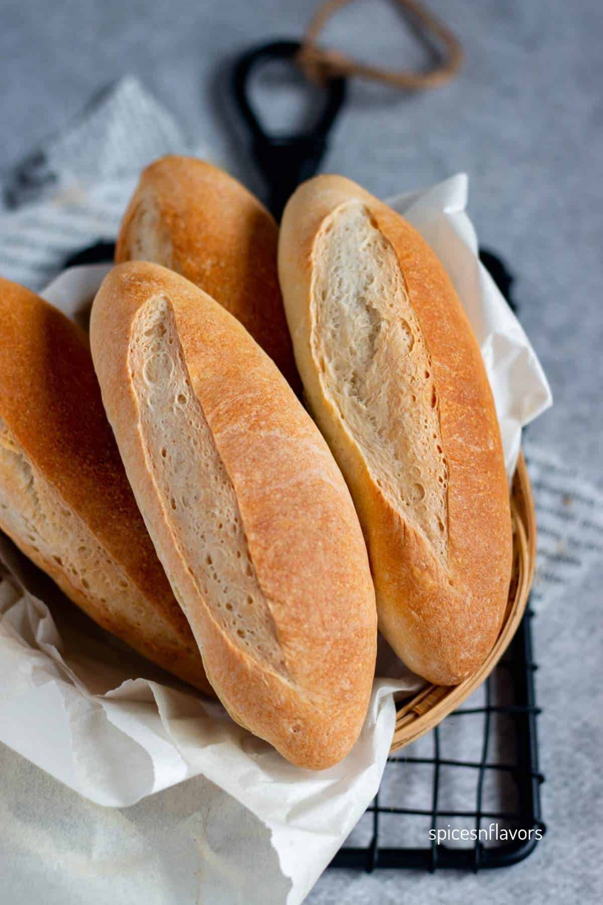 baked image of 4 mini baguettes