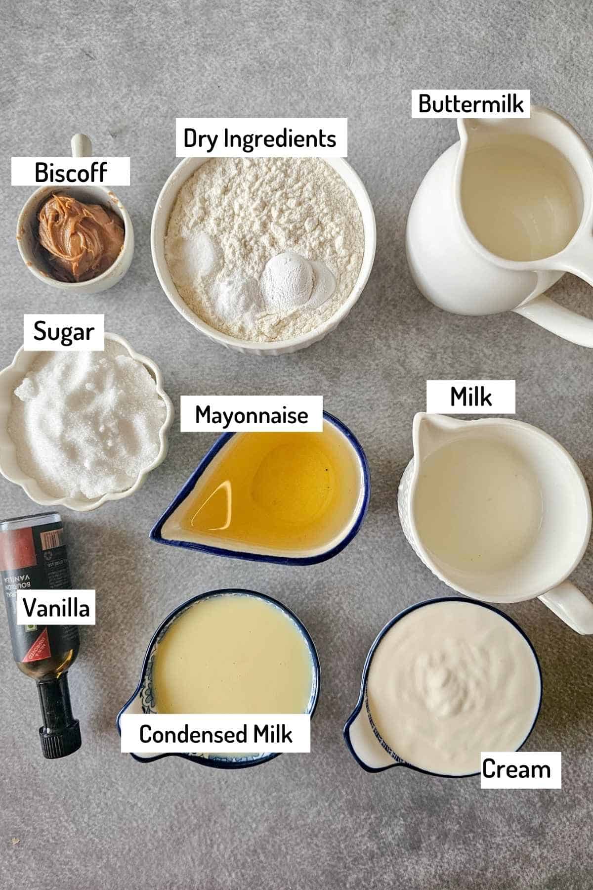 ingredients needed to make biscoff tres leches cake