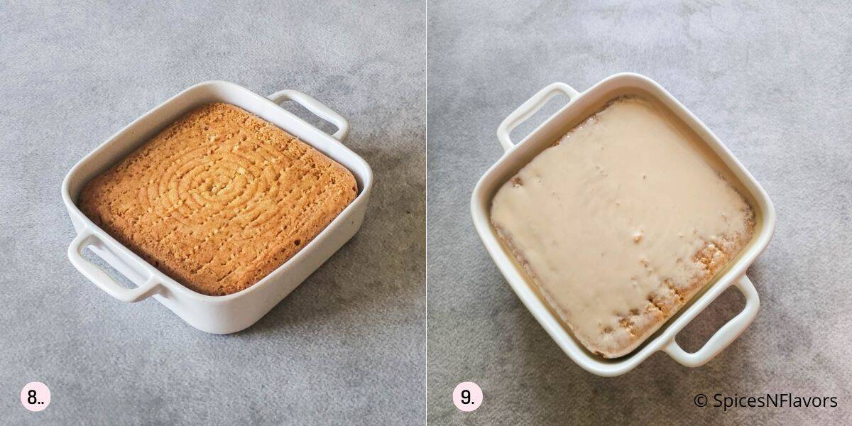 poke cakes and add three milk over cake