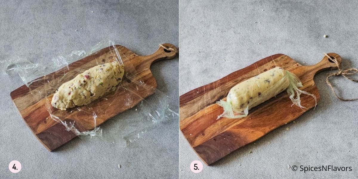 shape the cookie dough into log