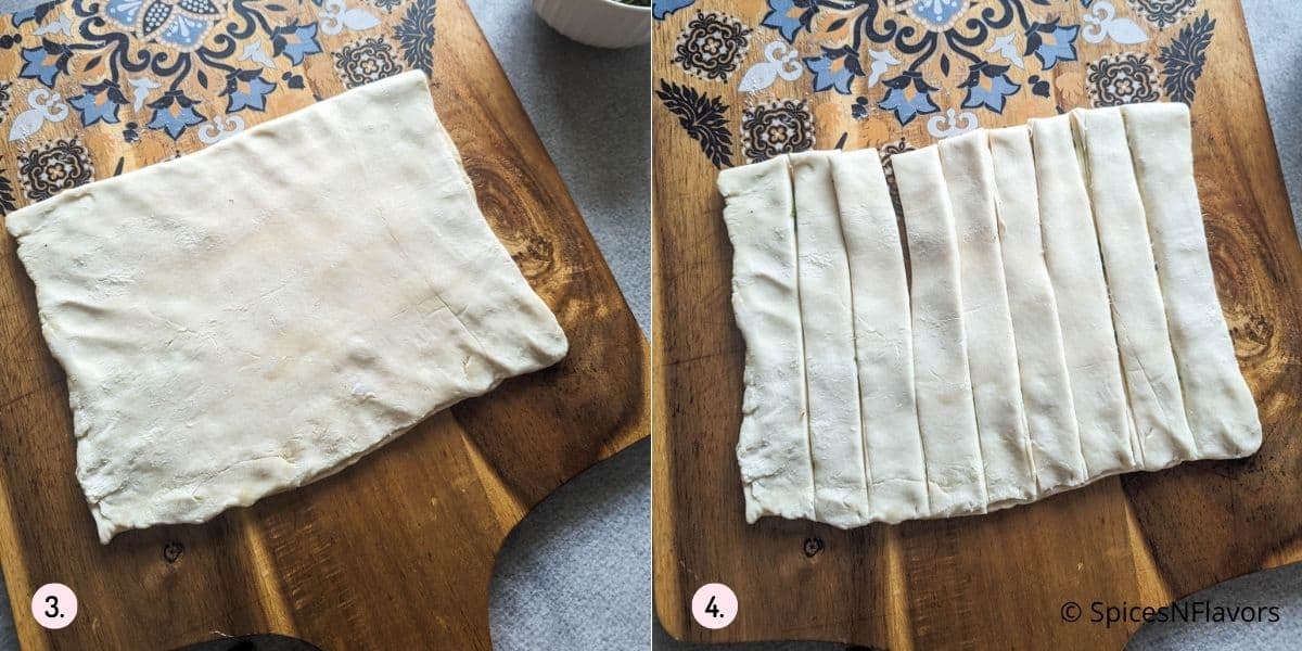 fold the puff pastry and slice to 1 inch thickness