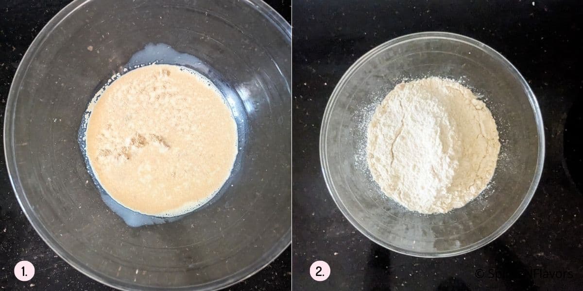 mixing ingredients needed to make bread sticks dough